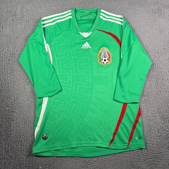 Adidas Mexico National Team Home Soccer Jersey Mens M Green 3/4 Sleeve 2008-2009 - Picture 2 of 13